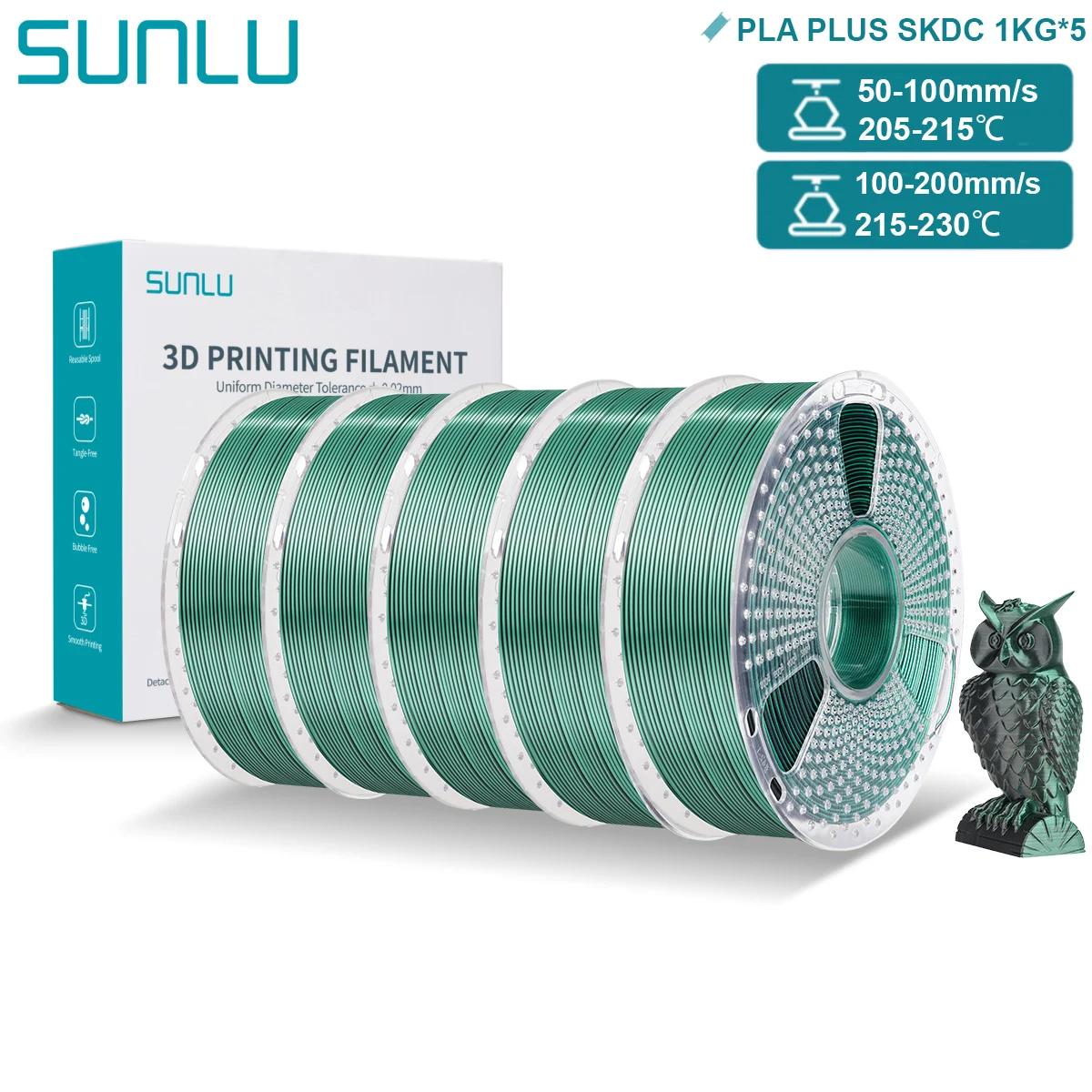 Filament SUNLU PLA Plus Czarny Trójkolorowy Jedwabny (BLACK TRIPLE SILK)