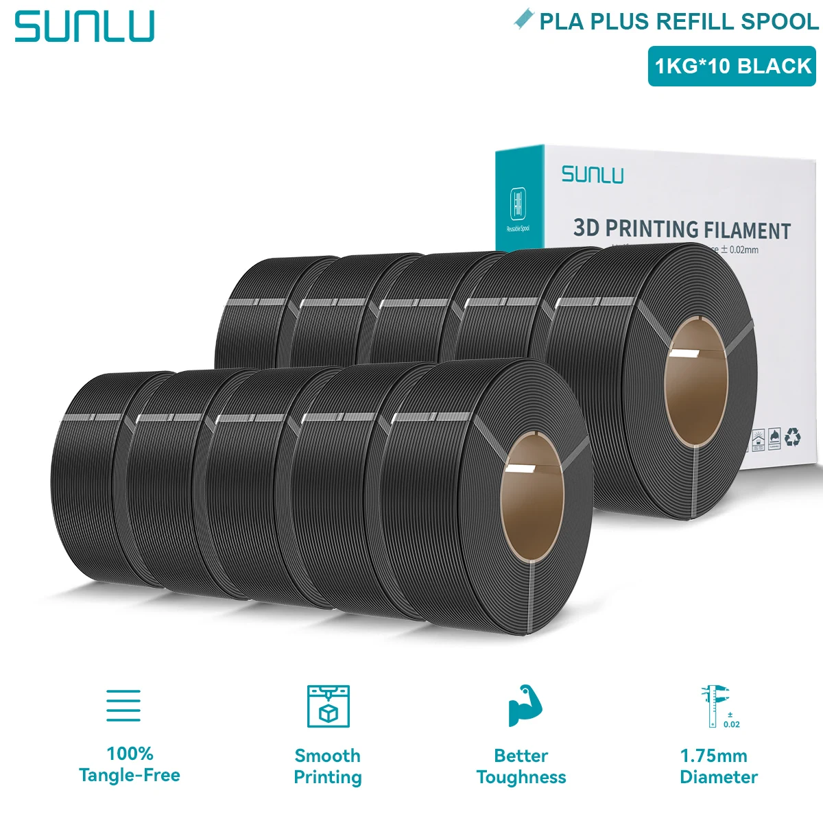 Filament SUNLU PLA Plus Czarny (BLACK)