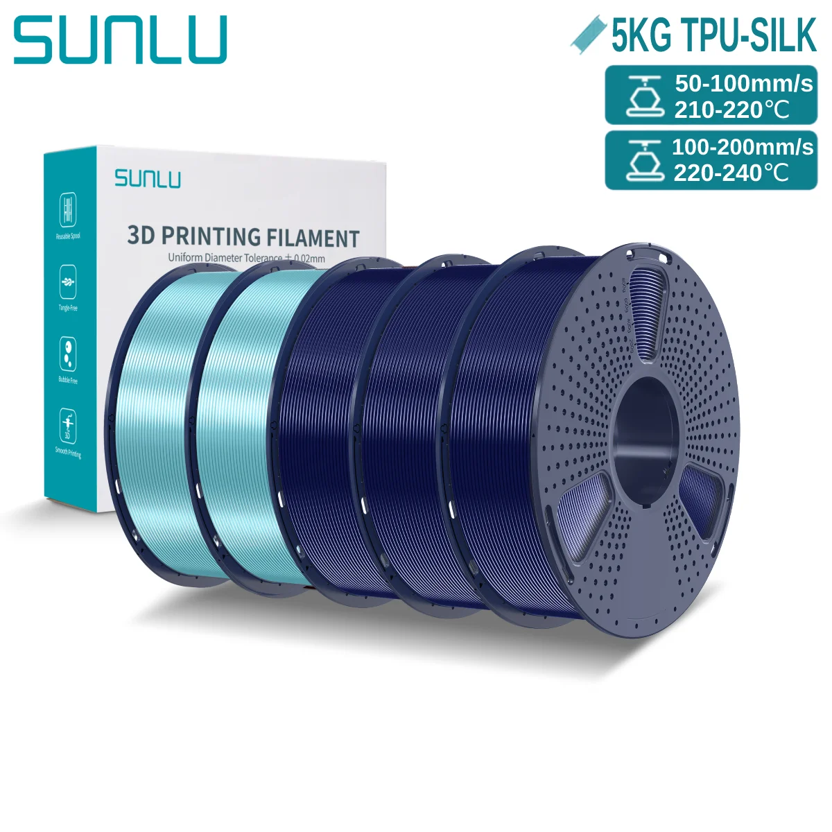 Filament SUNLU UNKNOWN High-Speed Niebieski Jedwabny (BLUE SILK)