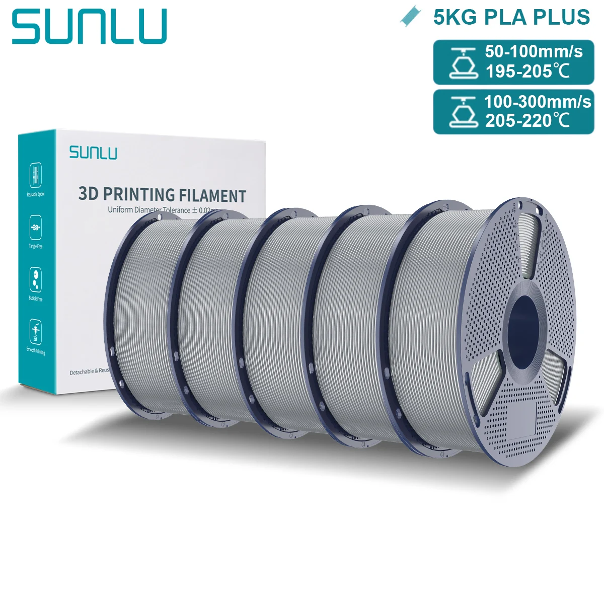 Filament SUNLU PLA Plus Srebrny (SILVER)
