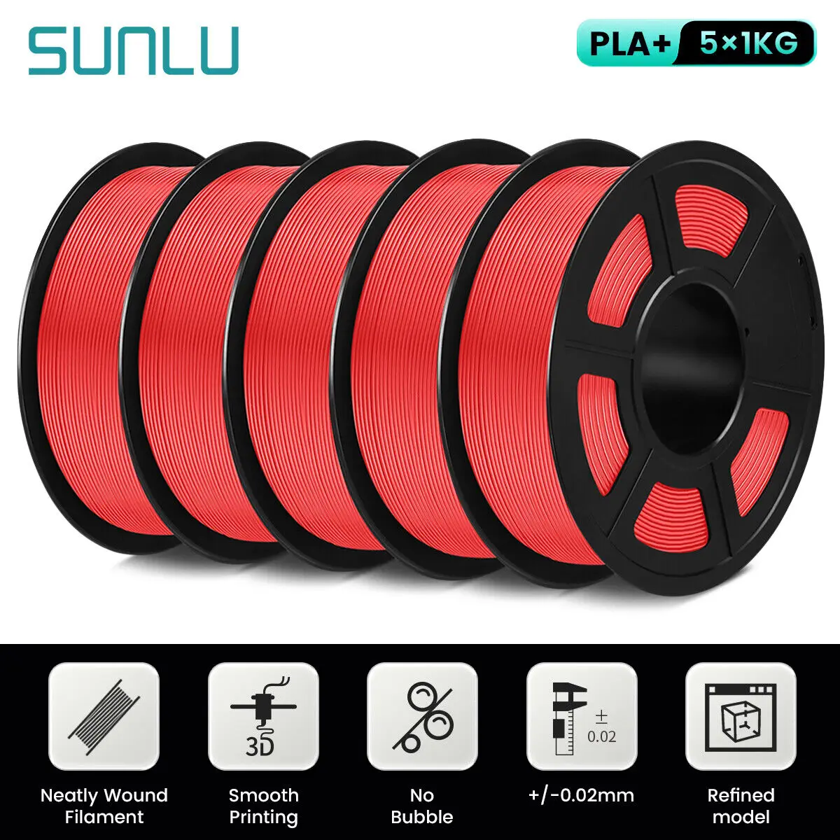 Filament SUNLU PLA Plus Czerwony (RED)