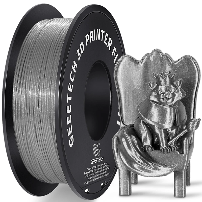 Filament GEEETECH PLA Srebrny Brokatowy/Mieniący (SILVER GLITTER)