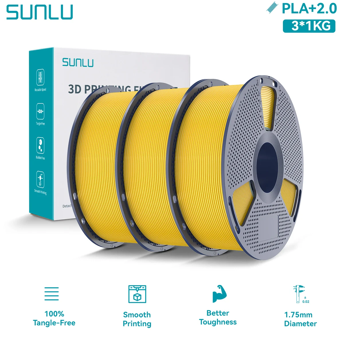 Filament SUNLU PLA Plus Żółty (YELLOW)