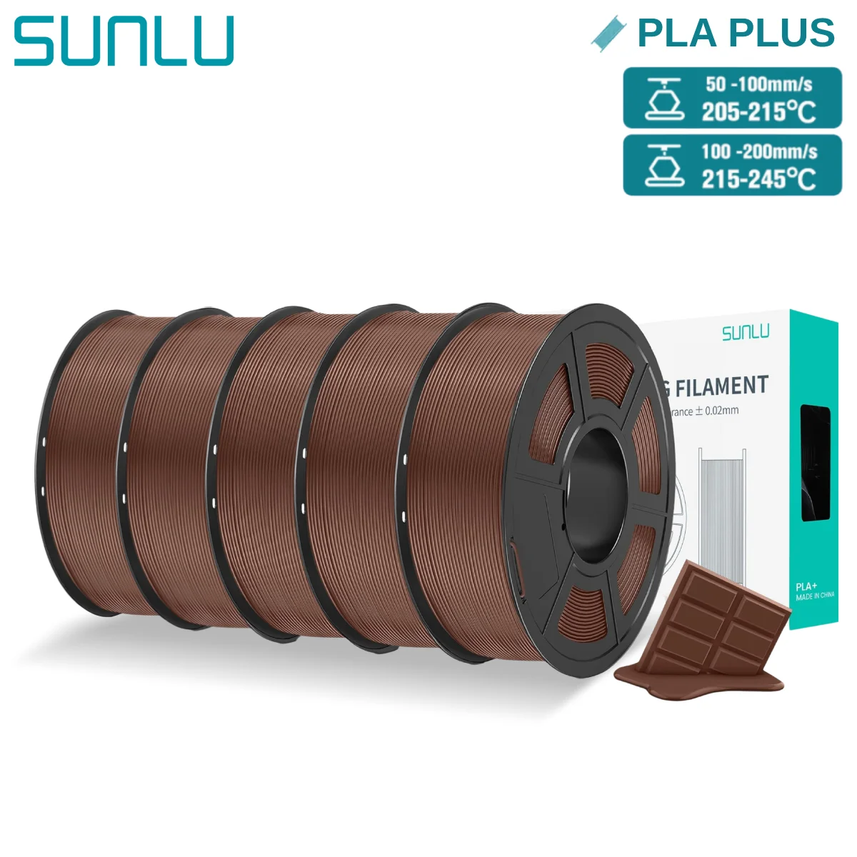 Filament SUNLU PLA Plus Brązowy (BROWN)