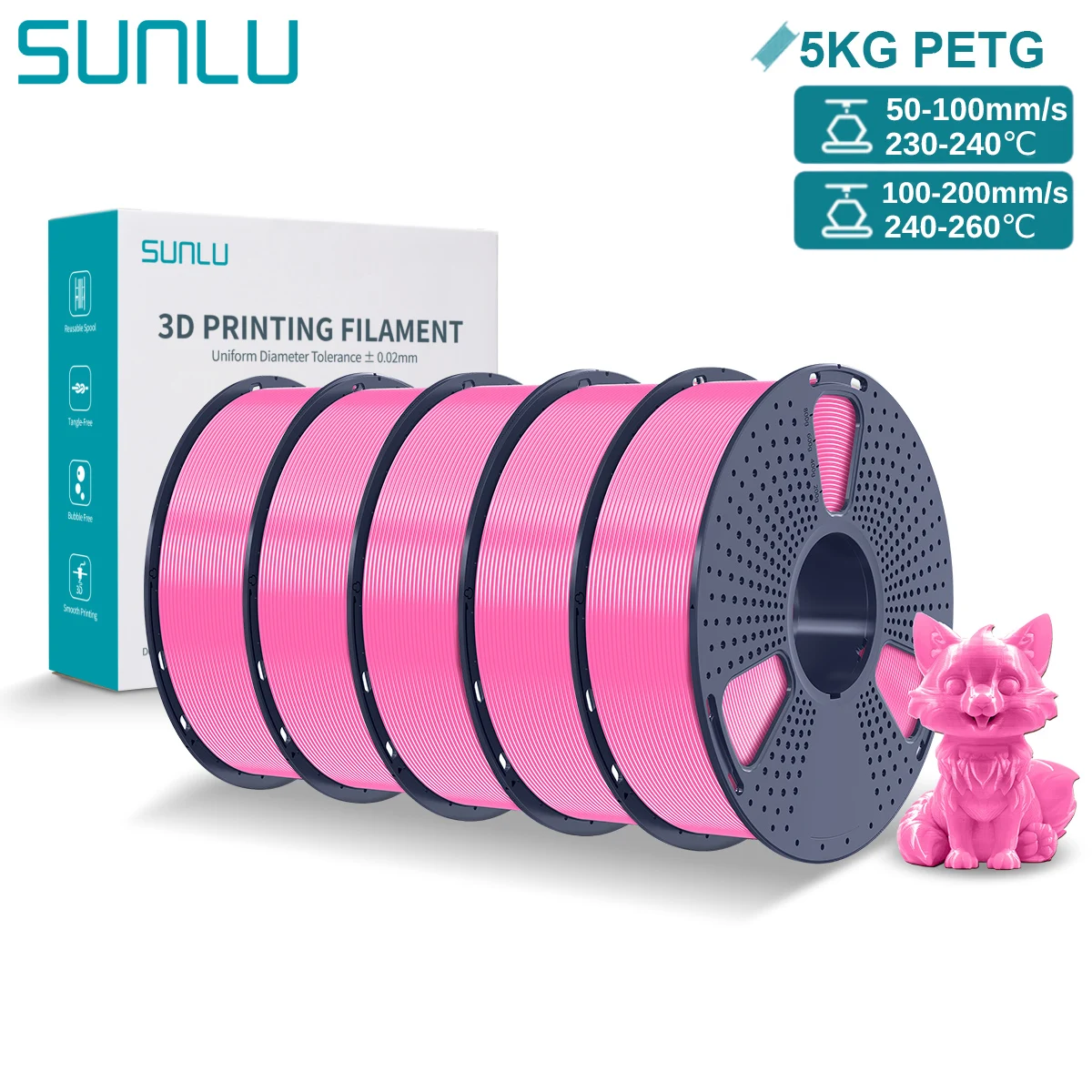 Filament SUNLU PETG Różowy (PINK)