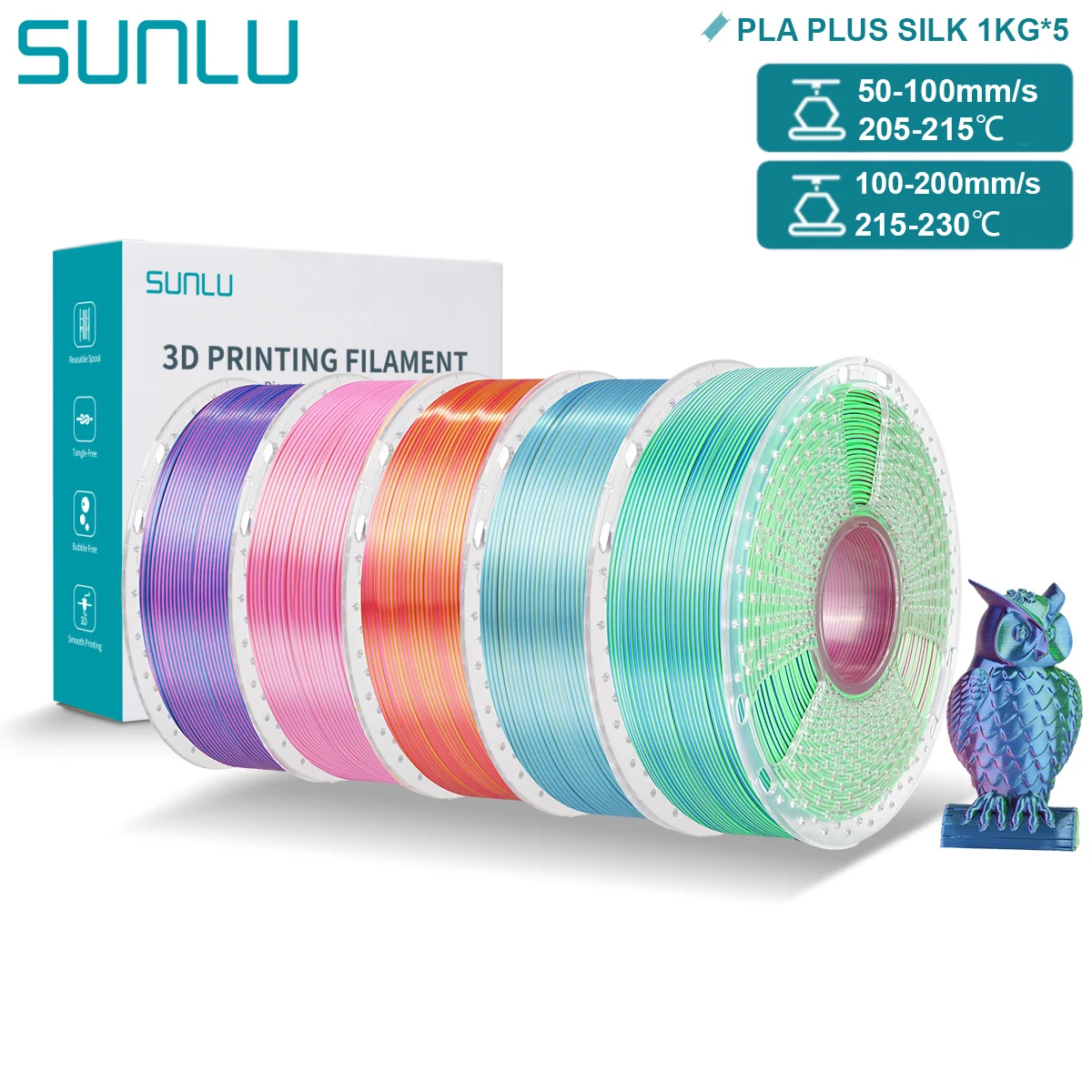 Filament SUNLU PLA Plus  Trójkolorowy Jedwabny (TRIPLE SILK)