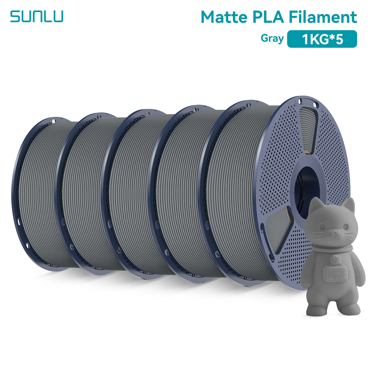 Filament SUNLU PLA Szary Matowy (GRAY MATTE)