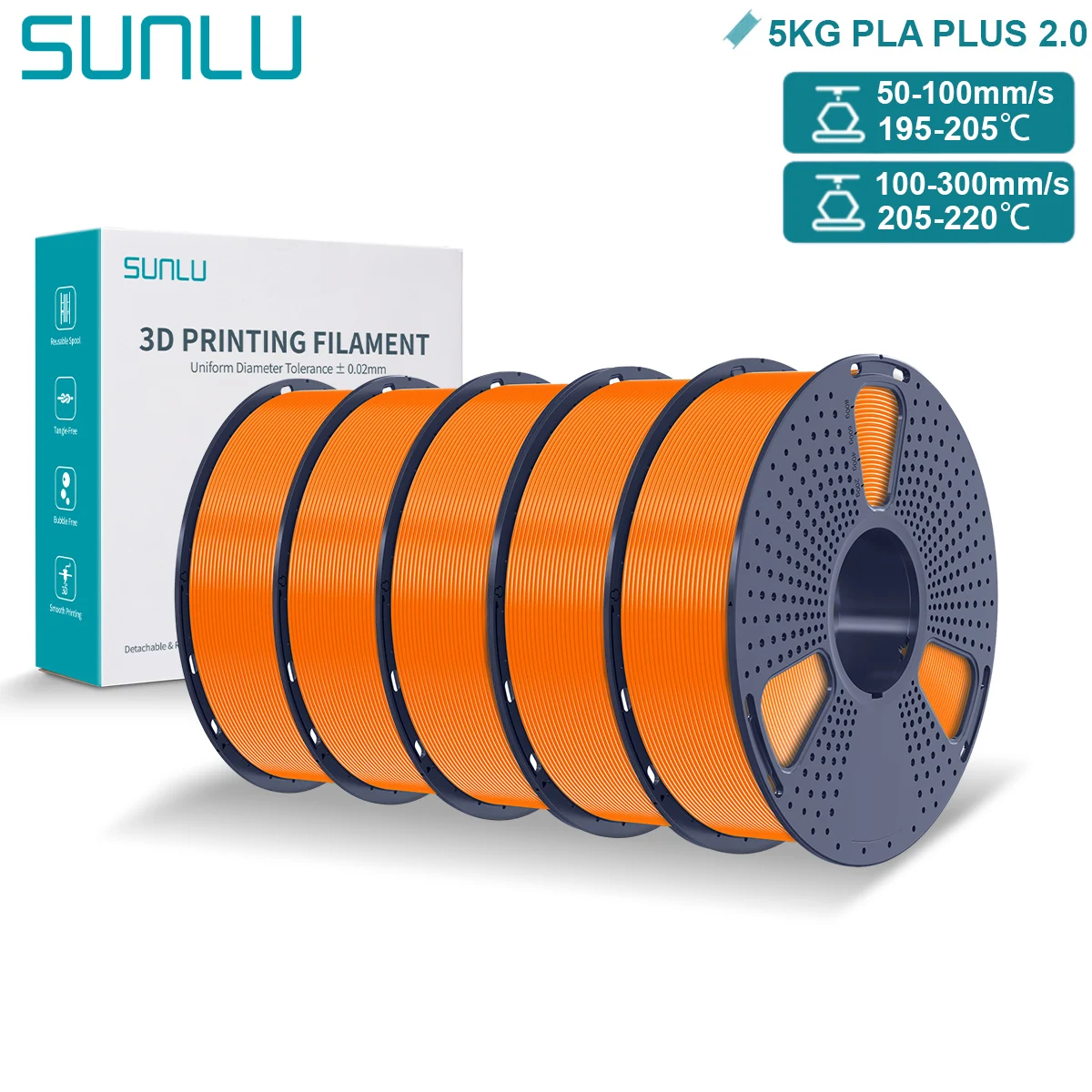 Filament SUNLU PLA Plus Pomarańczowy (ORANGE)
