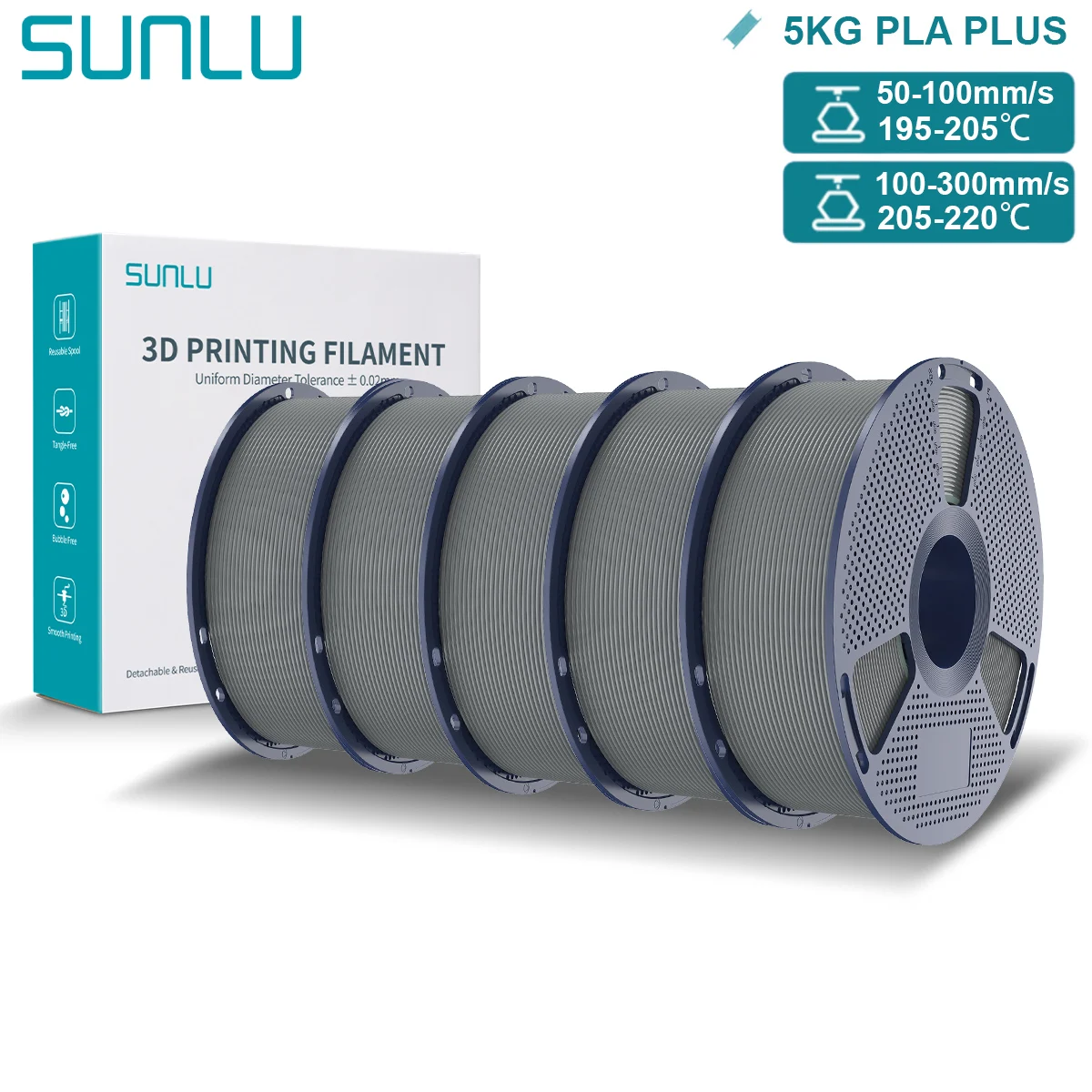 Filament SUNLU PLA Plus Szary (GRAY)