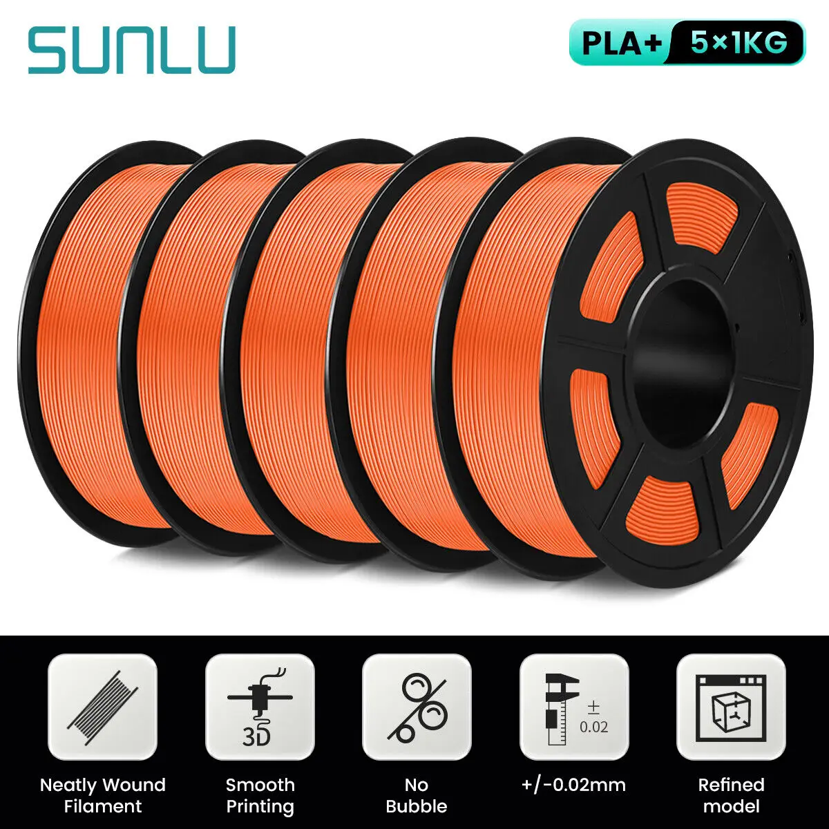 Filament SUNLU PLA Plus Pomarańczowy (ORANGE)