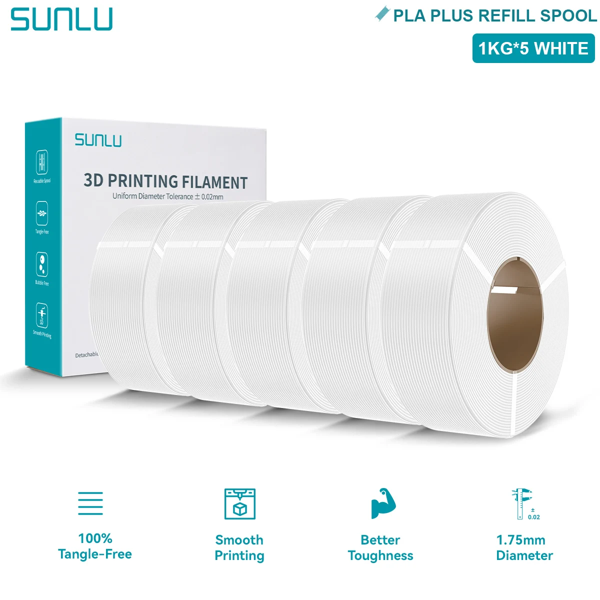 Filament SUNLU PLA Plus Biały (WHITE)