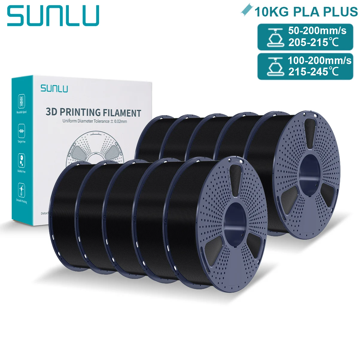Filament SUNLU PLA Plus Czarny (BLACK)