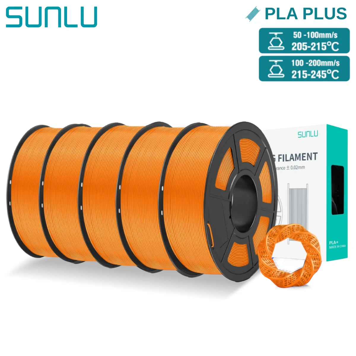 Filament SUNLU PLA Plus Pomarańczowy (ORANGE)
