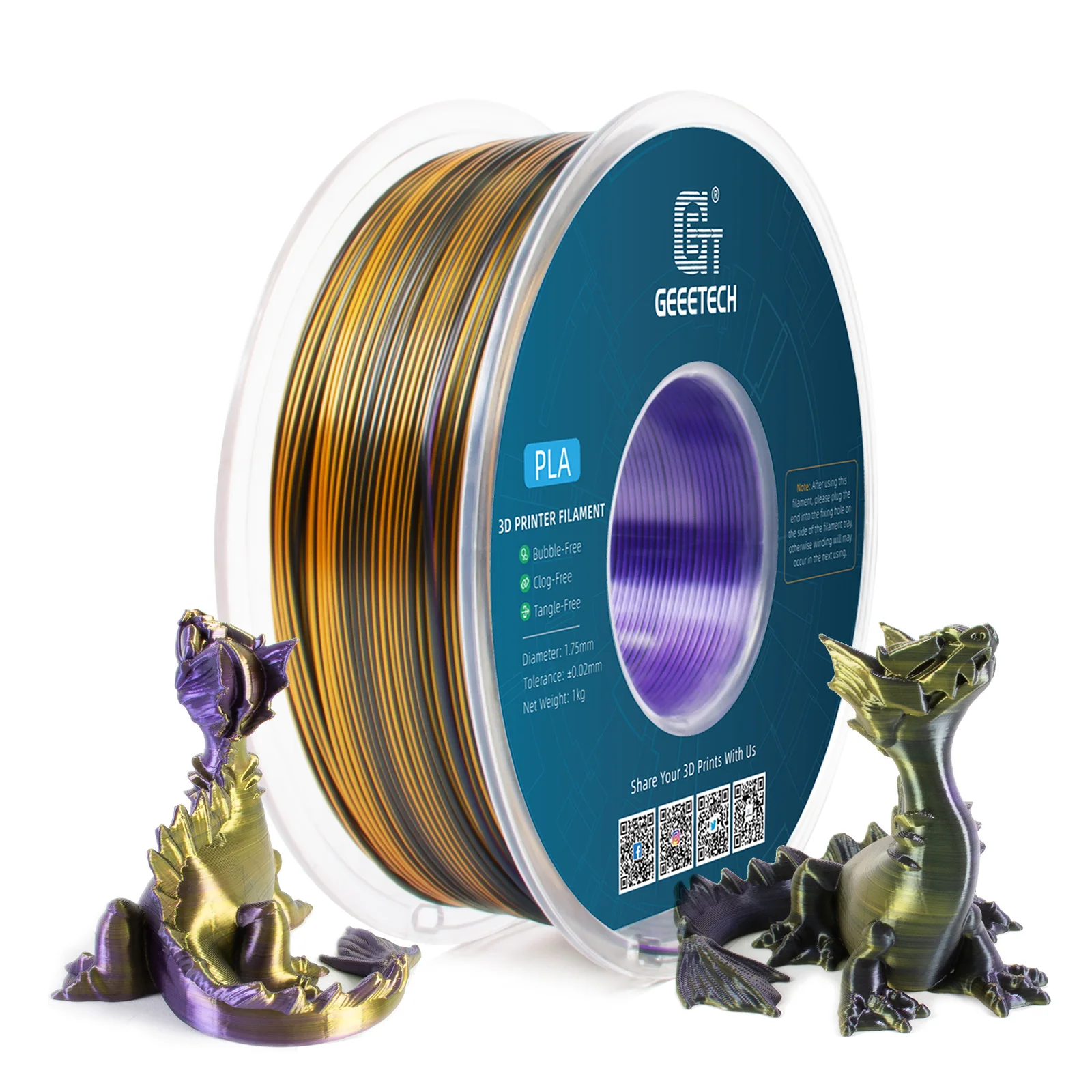 Filament GEEETECH PLA Trójkolorowy Jedwabny (TRIPLE SILK)
