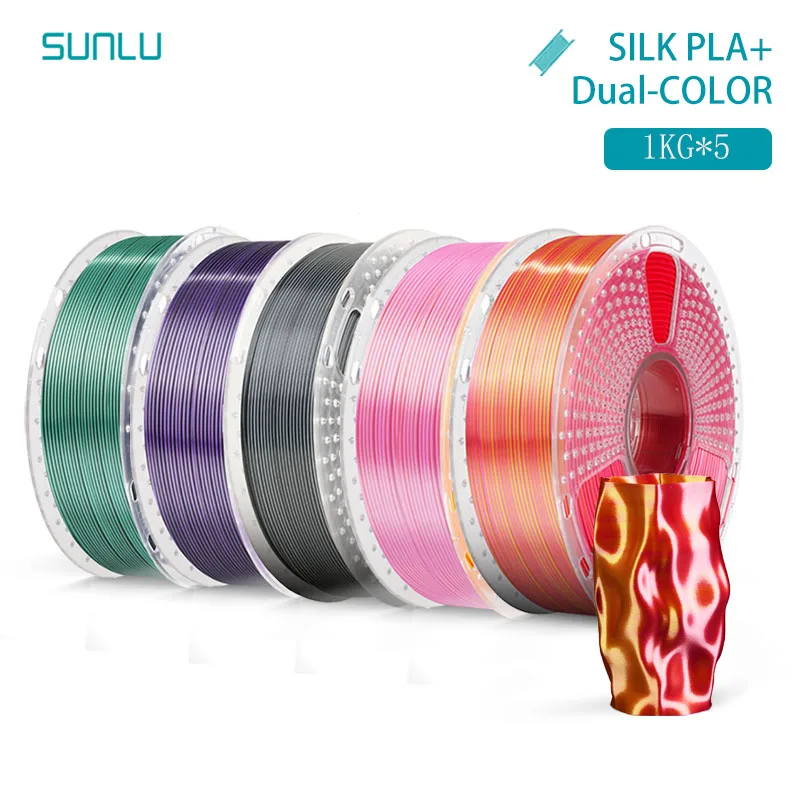 Filament SUNLU PLA Czerwony Dwukolorowy Jedwabny (RED DUAL SILK)