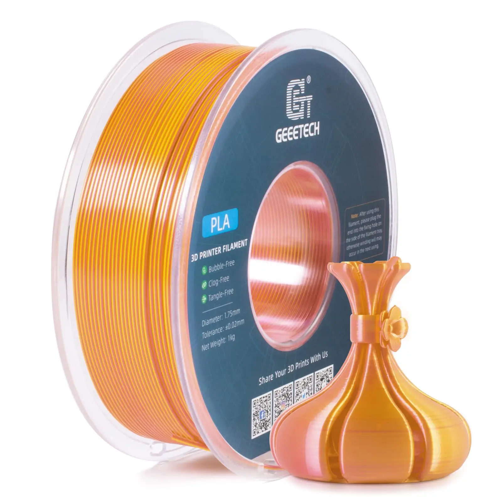 Filament GEEETECH PLA Złoty Dwukolorowy Jedwabny (GOLD DUAL SILK)
