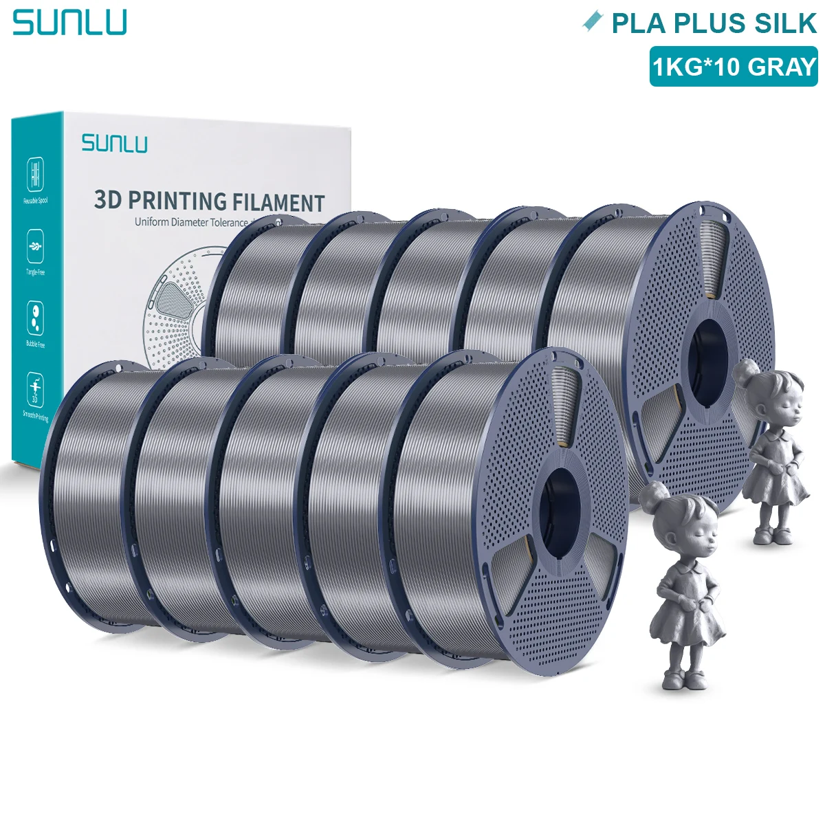 Filament SUNLU PLA Plus Szary Jedwabny (GRAY SILK)