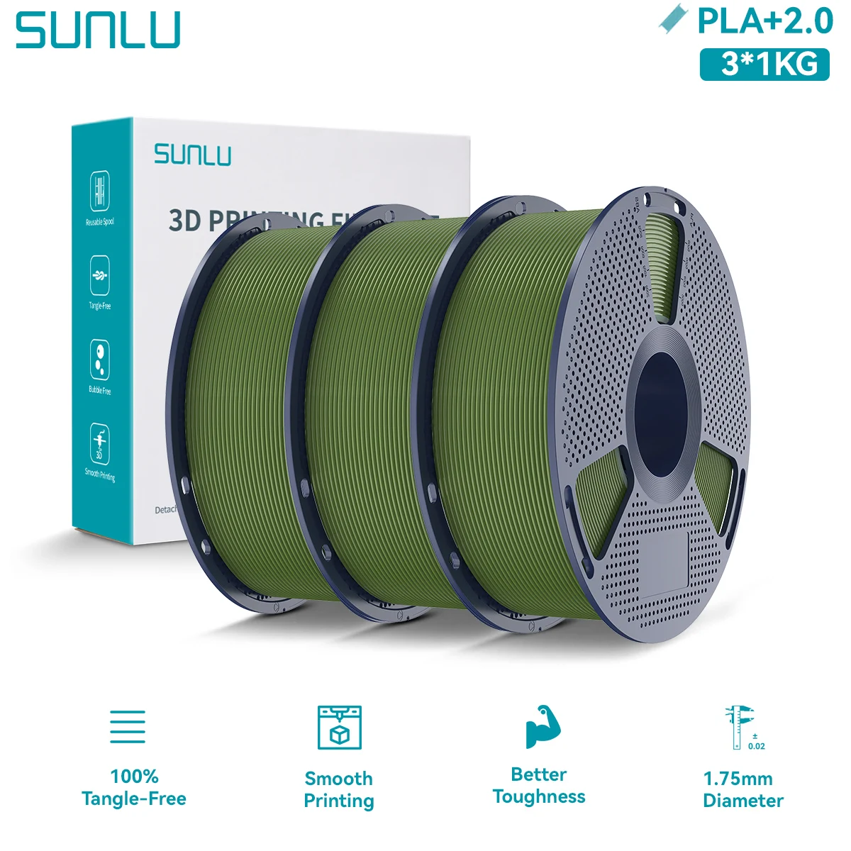 Filament SUNLU PLA Plus Zielony (GREEN)
