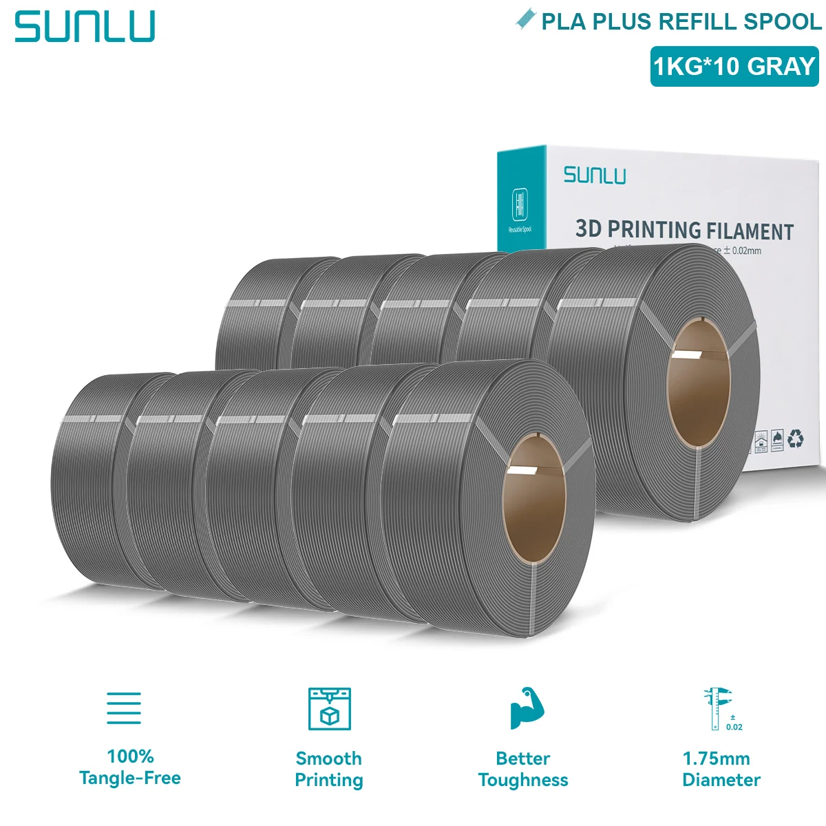 Filament SUNLU PLA Plus Szary (GRAY)