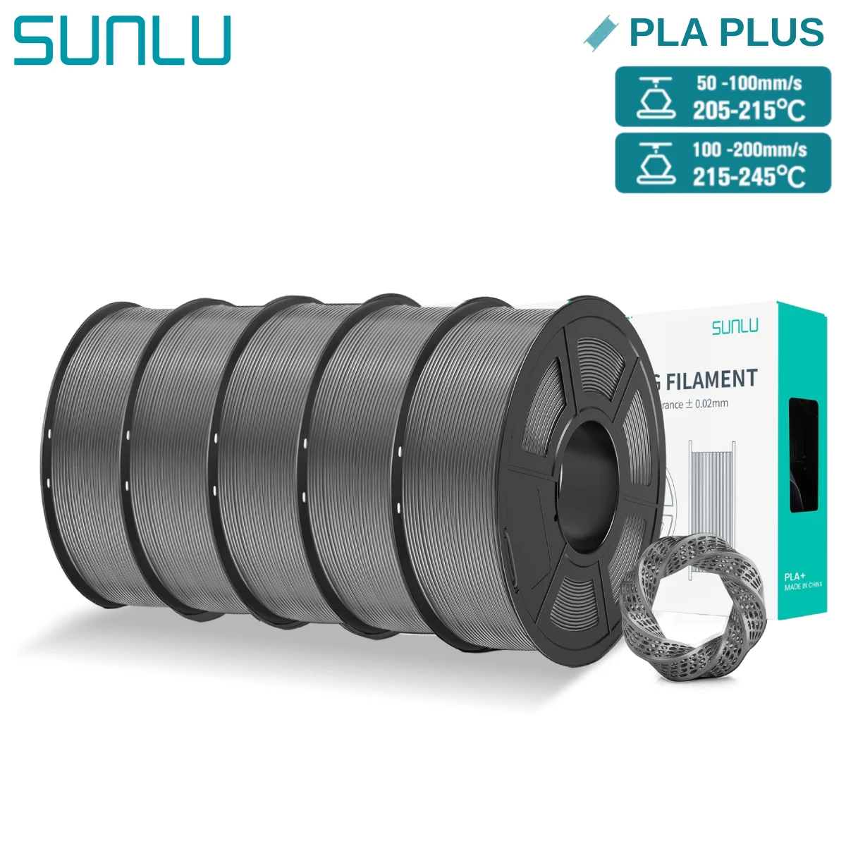 Filament SUNLU PLA Plus Szary (GRAY)