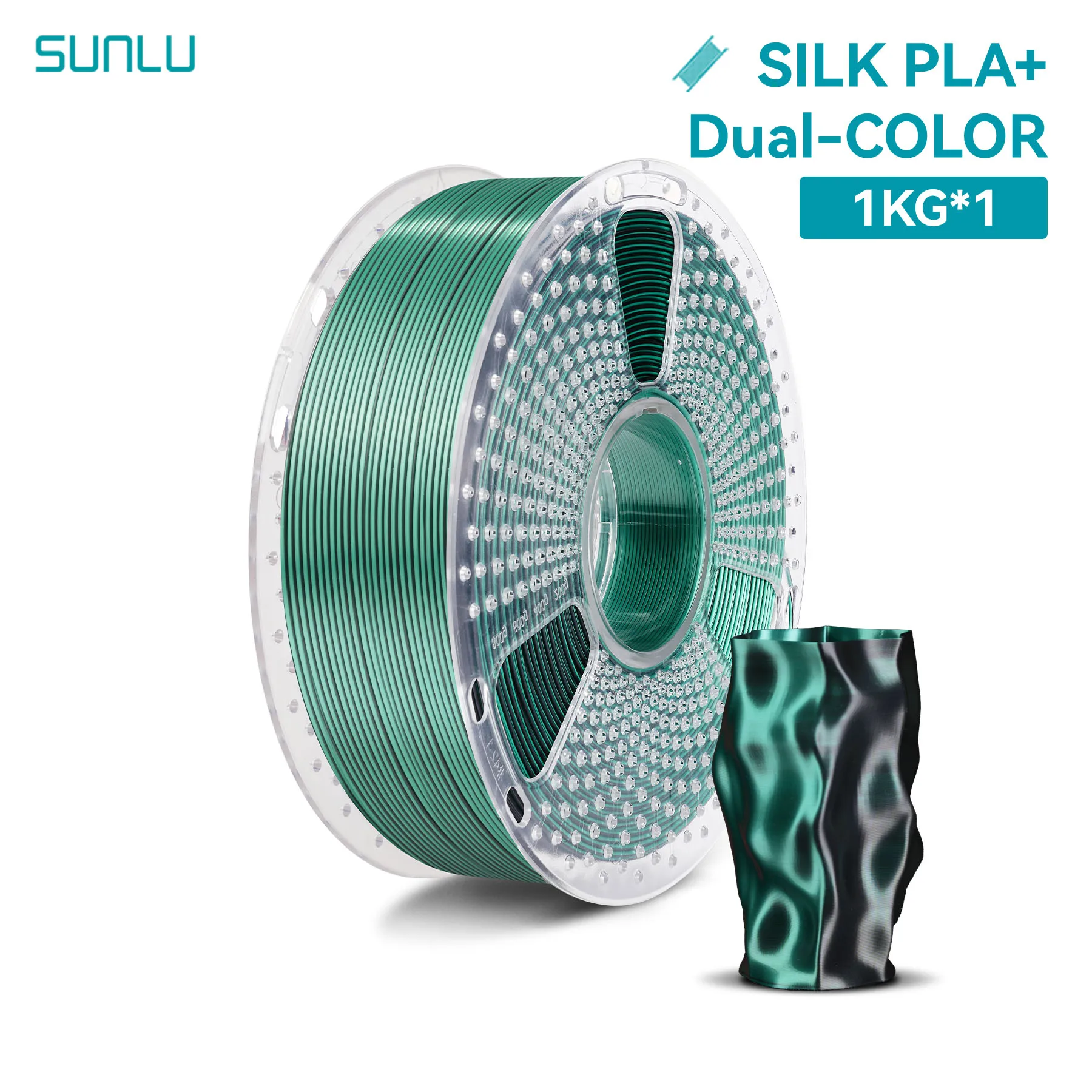 Filament SUNLU PLA Zielony Dwukolorowy Jedwabny (GREEN DUAL SILK)