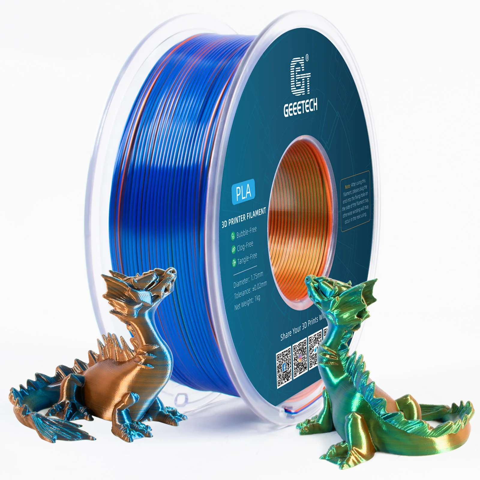 Filament GEEETECH PLA Trójkolorowy Jedwabny (TRIPLE SILK)
