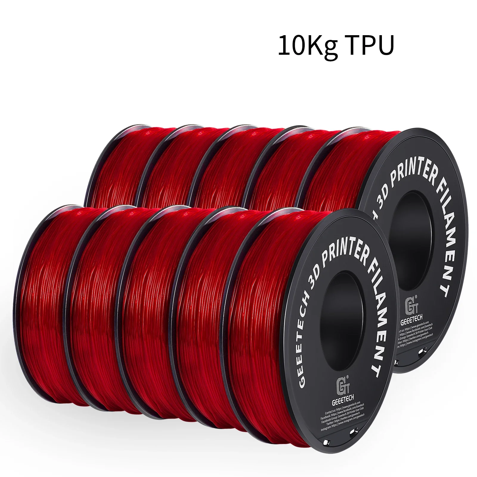 Filament GEEETECH TPU Czerwony Przezroczysty (RED TRANSPARENT)