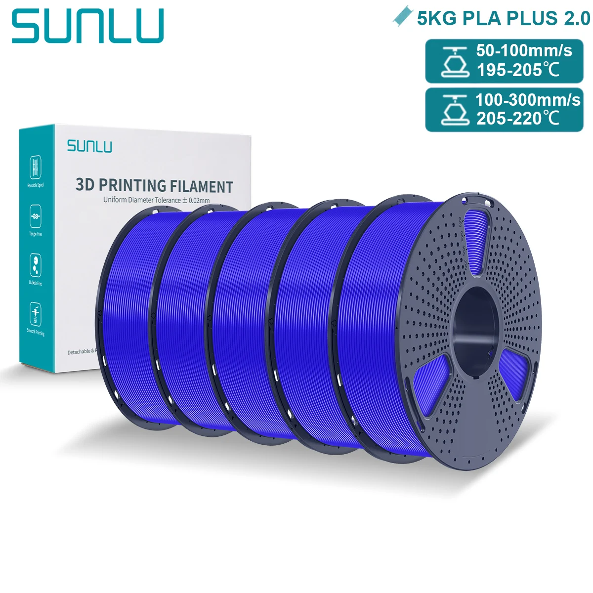 Filament SUNLU PLA Plus Niebieski (BLUE)