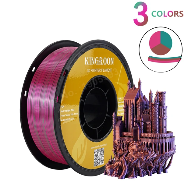 Filament Kingroon PLA Trójkolorowy Jedwabny (TRIPLE SILK)