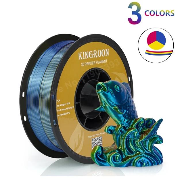 Filament Kingroon PLA Trójkolorowy Jedwabny (TRIPLE SILK)