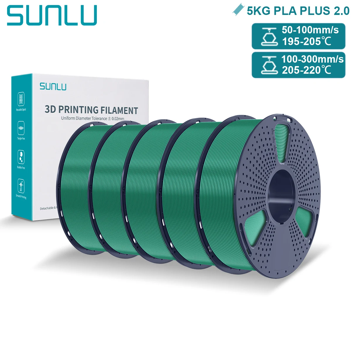 Filament SUNLU PLA Plus Zielony (GREEN)