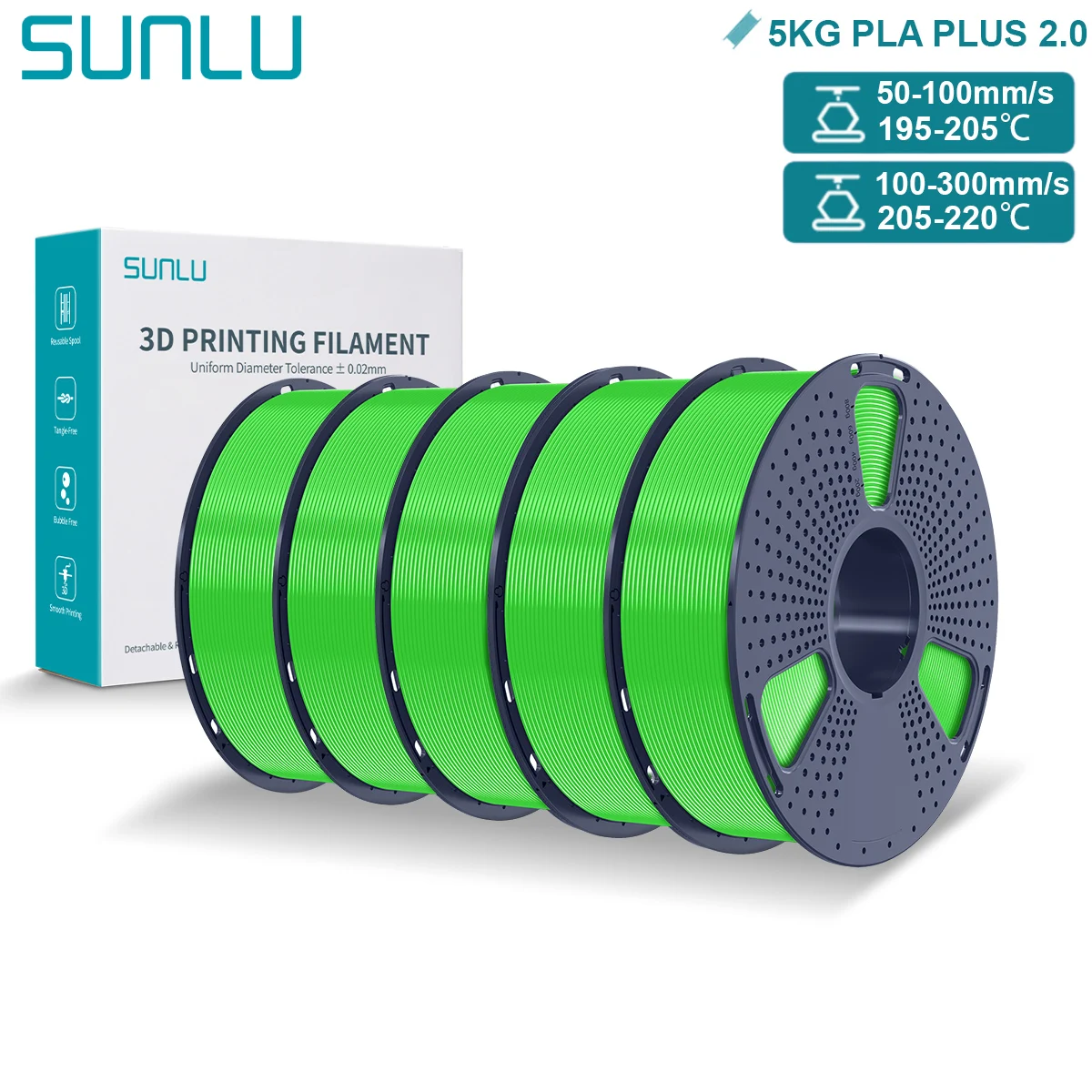 Filament SUNLU PLA Plus Zielony (GREEN)