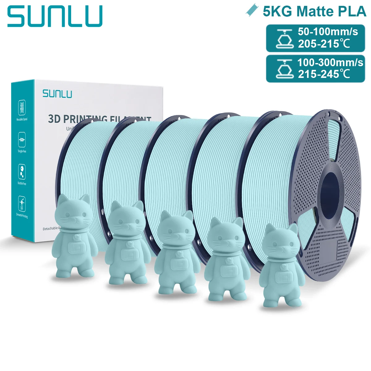 Filament SUNLU PLA Niebieski Matowy (BLUE MATTE)