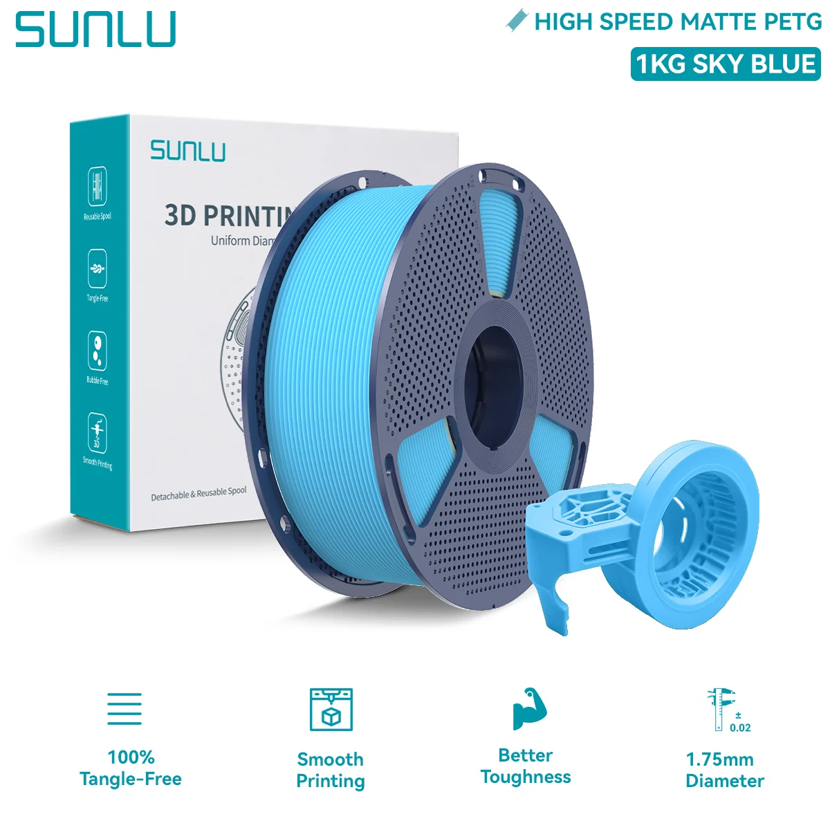 Filament SUNLU PETG Plus High-Speed Niebieski Matowy (BLUE MATTE)
