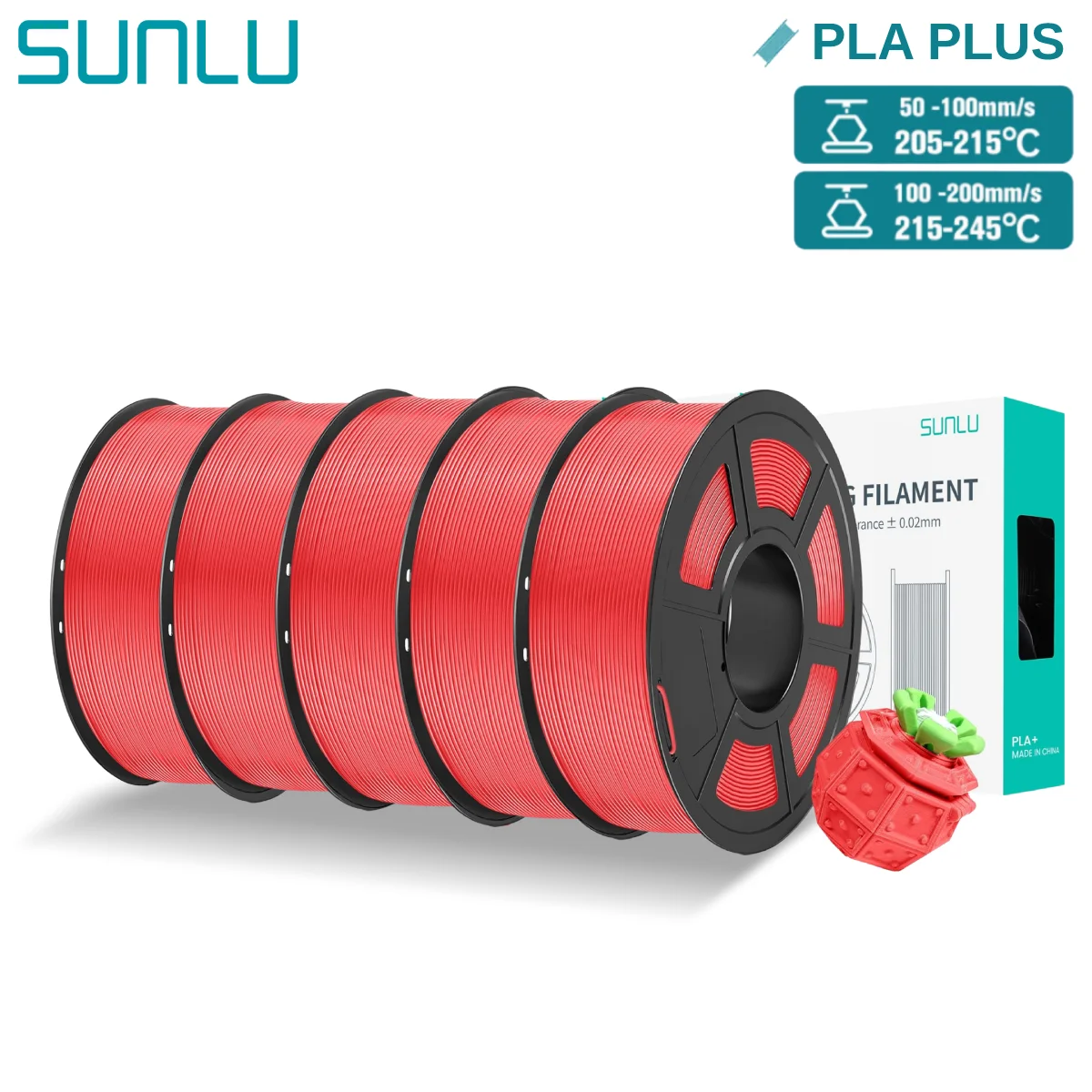 Filament SUNLU PLA Plus Czerwony (RED)