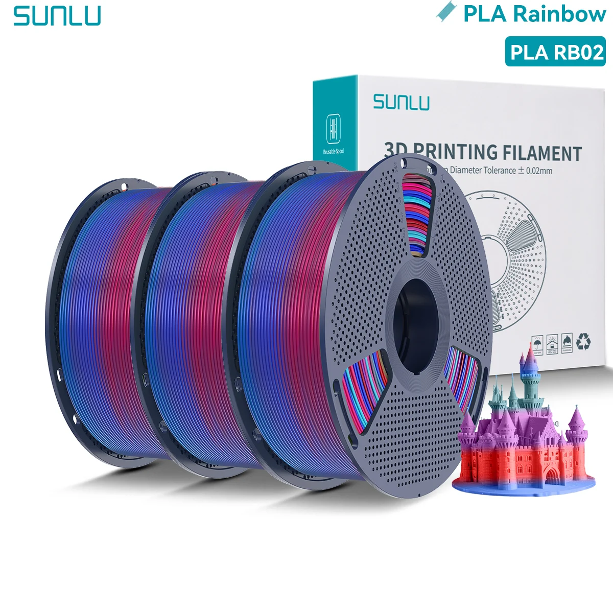 Filament SUNLU PLA  Tęczowy (RAINBOW)