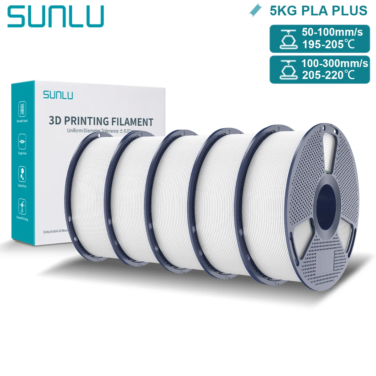 Filament SUNLU PLA Plus Biały (WHITE)