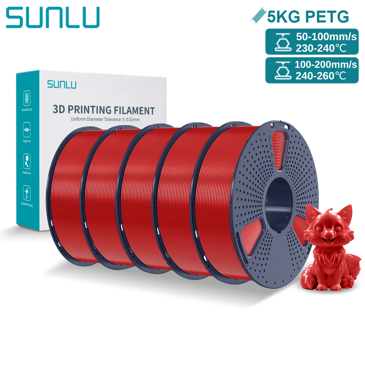 Filament SUNLU PETG Czerwony (RED)