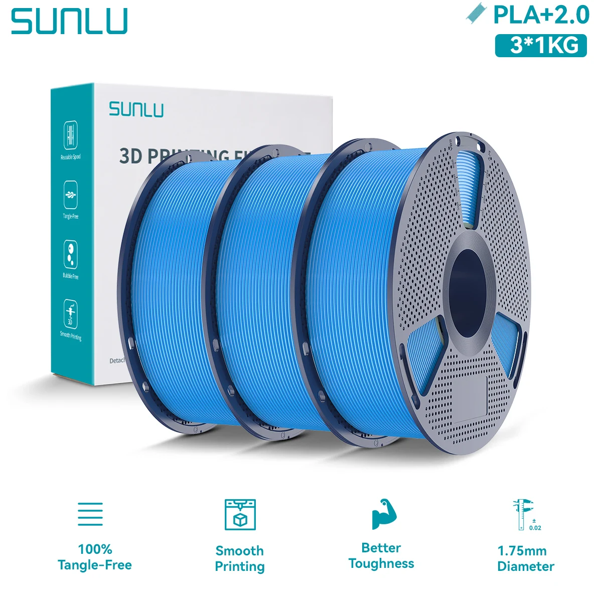 Filament SUNLU PLA Plus Niebieski (BLUE)
