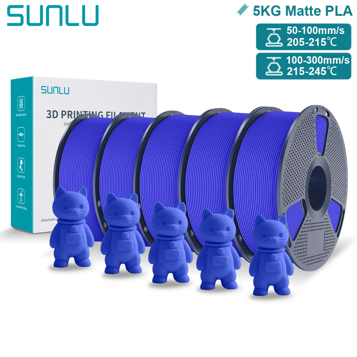 Filament SUNLU PLA Niebieski Matowy (BLUE MATTE)