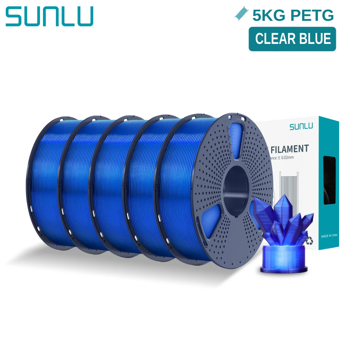 Filament SUNLU PETG Niebieski Przezroczysty (BLUE TRANSPARENT)