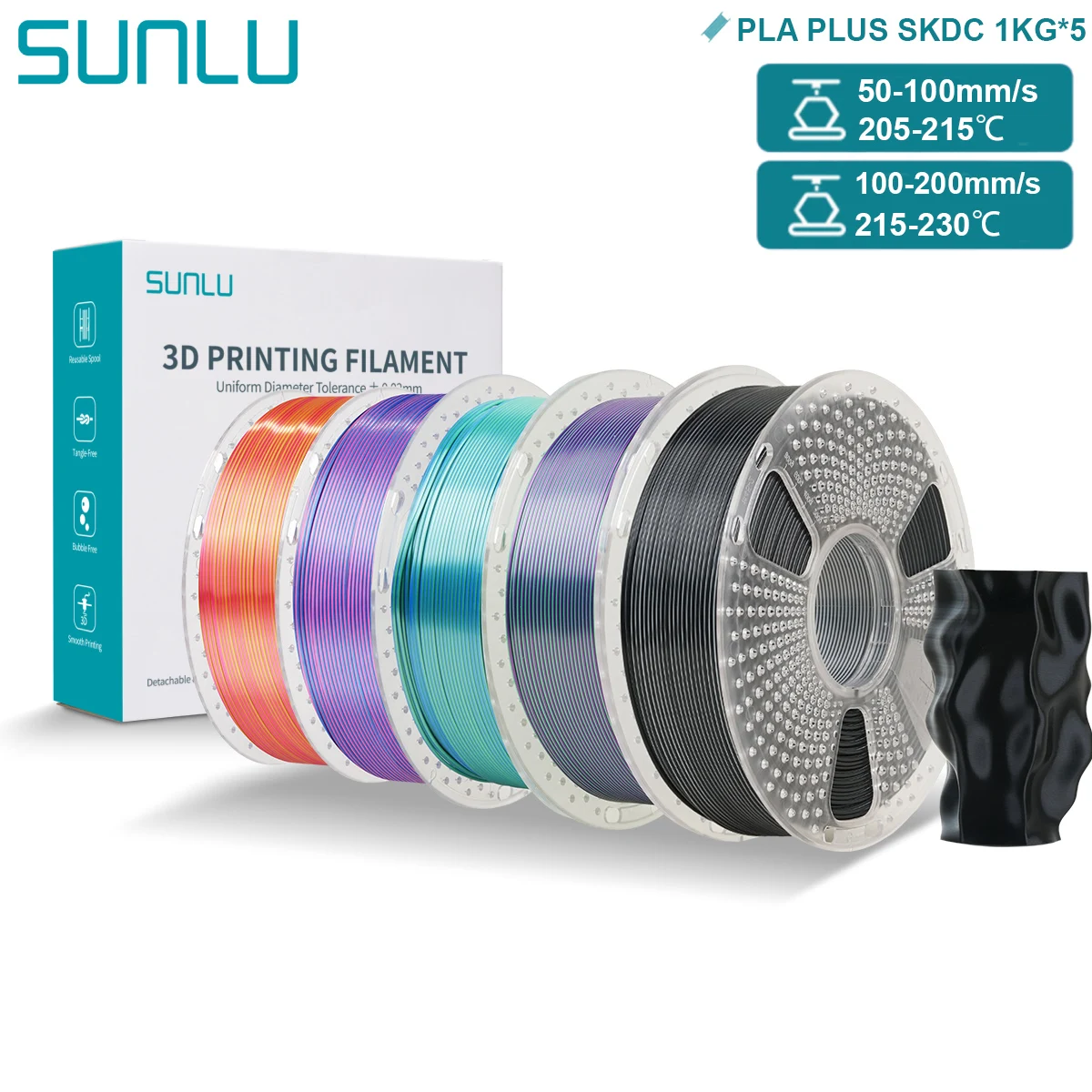 Filament SUNLU PLA Plus  Trójkolorowy Jedwabny (TRIPLE SILK)