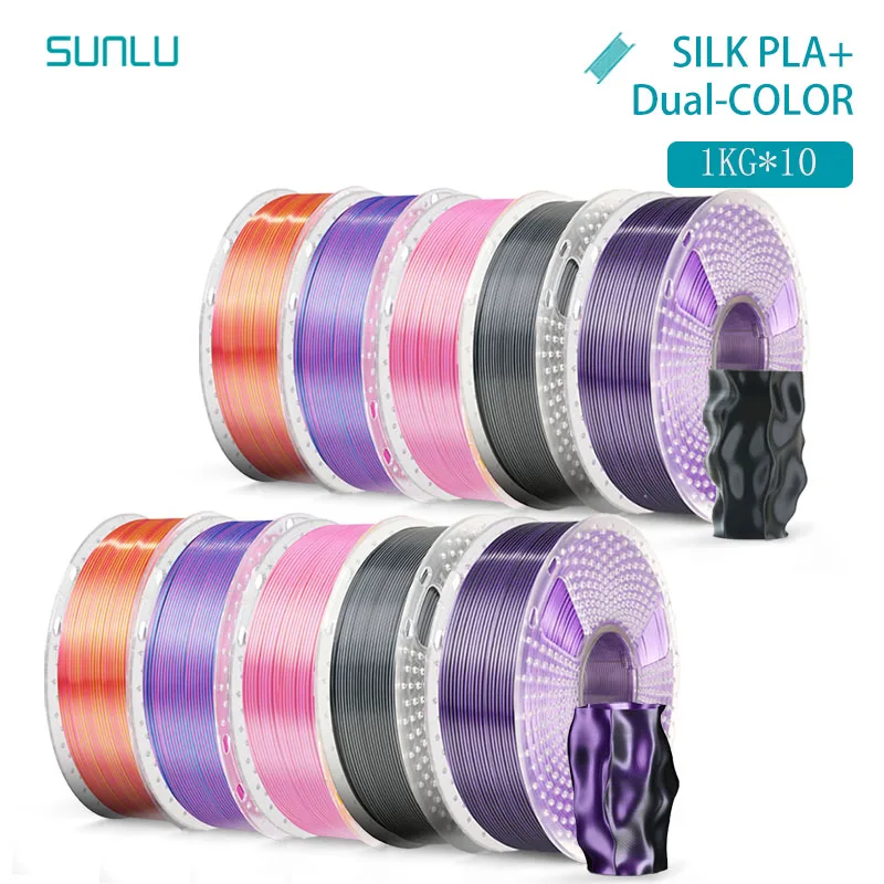 Filament SUNLU PLA Czerwony Dwukolorowy Jedwabny (RED DUAL SILK)