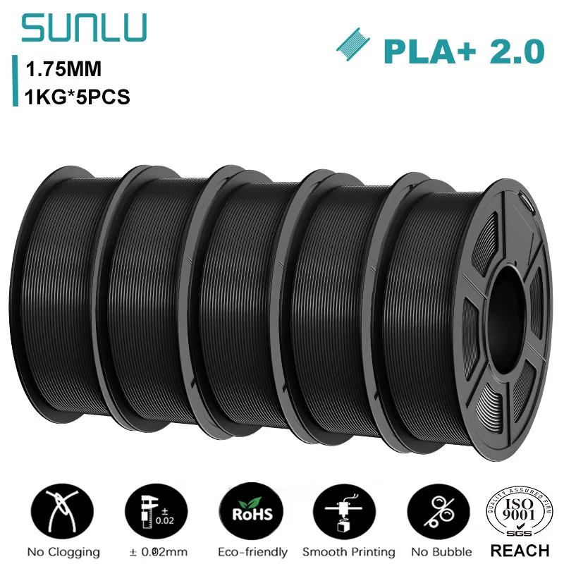 Filament SUNLU PLA Plus Czarny (BLACK)