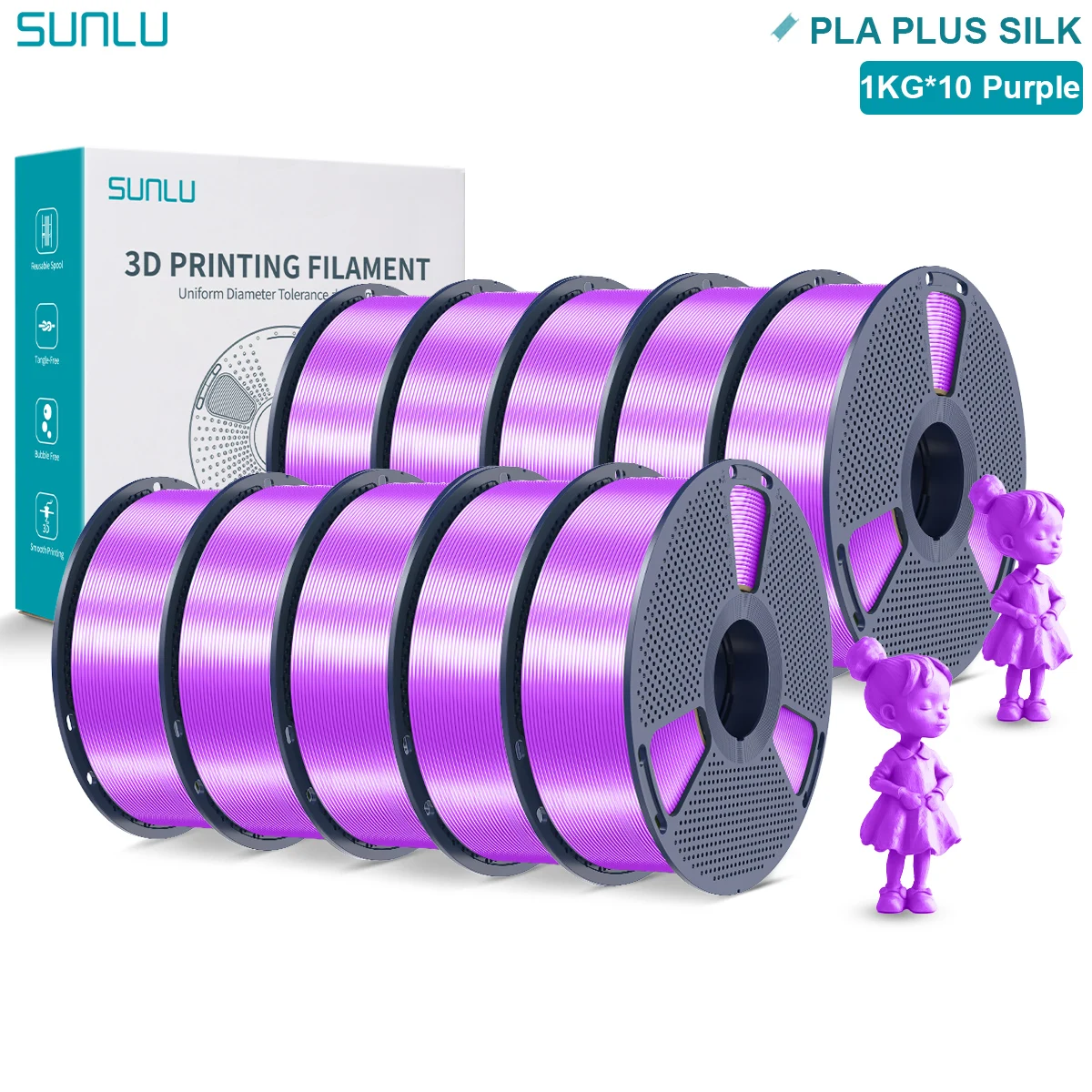 Filament SUNLU PLA Plus Fioletowy Jedwabny (PURPLE SILK)