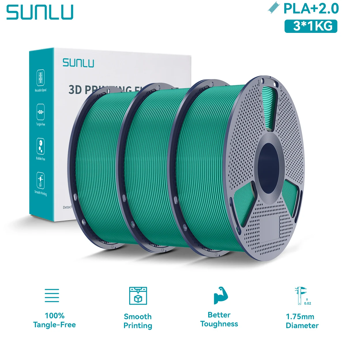 Filament SUNLU PLA Plus Zielony (GREEN)