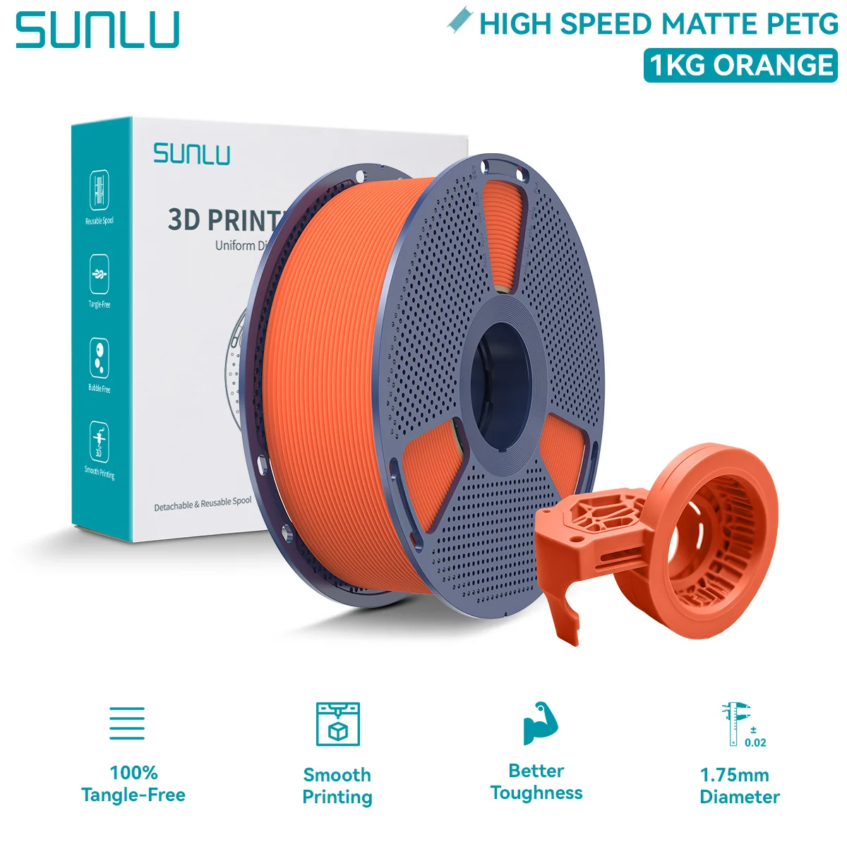Filament SUNLU PETG Plus High-Speed Pomarańczowy Matowy (ORANGE MATTE)