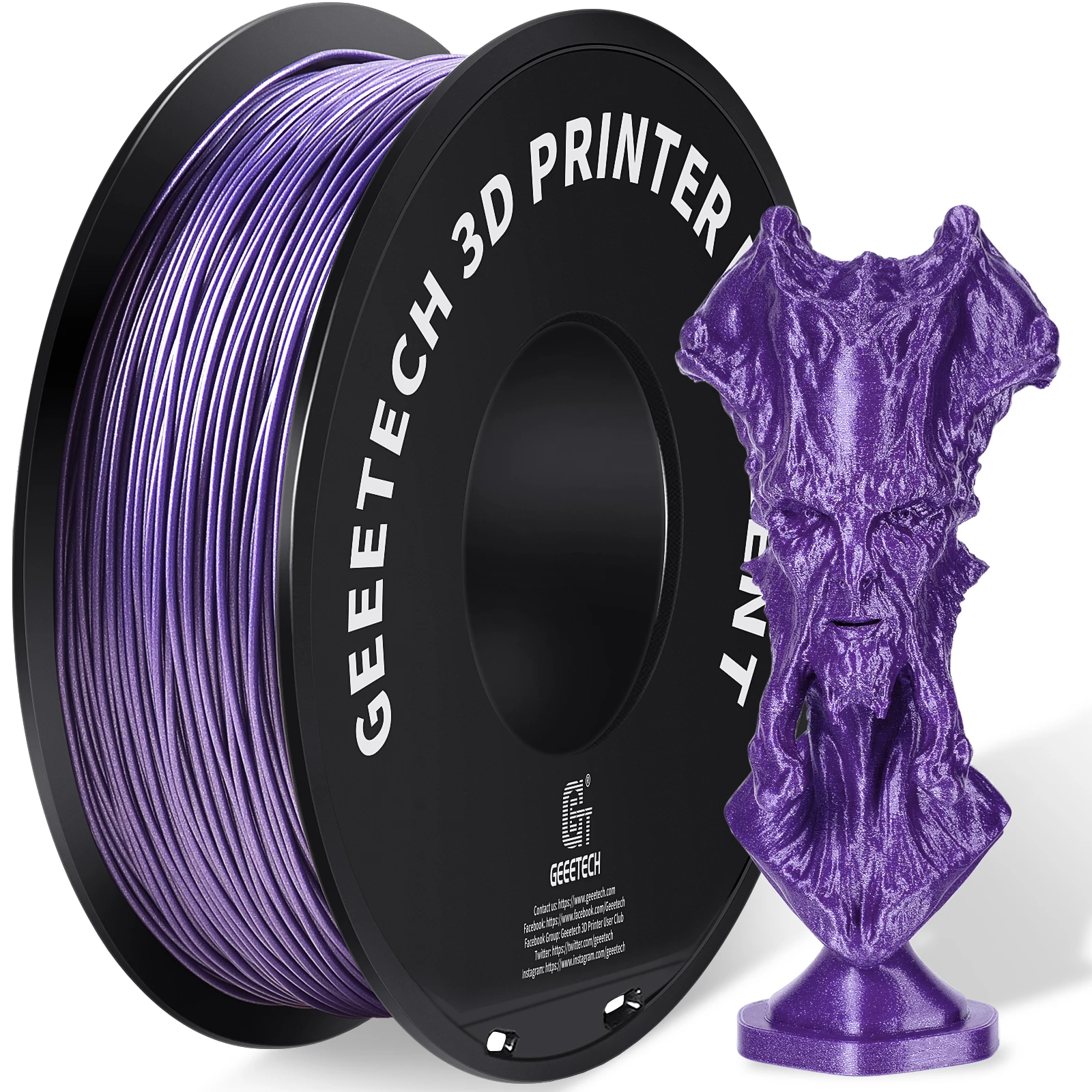 Filament GEEETECH PLA Fioletowy Brokatowy/Mieniący (PURPLE GLITTER)