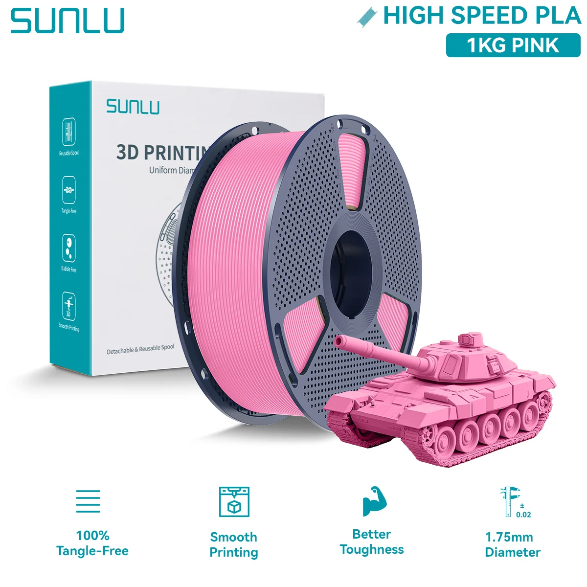 Filament SUNLU PLA Plus High-Speed Różowy (PINK)