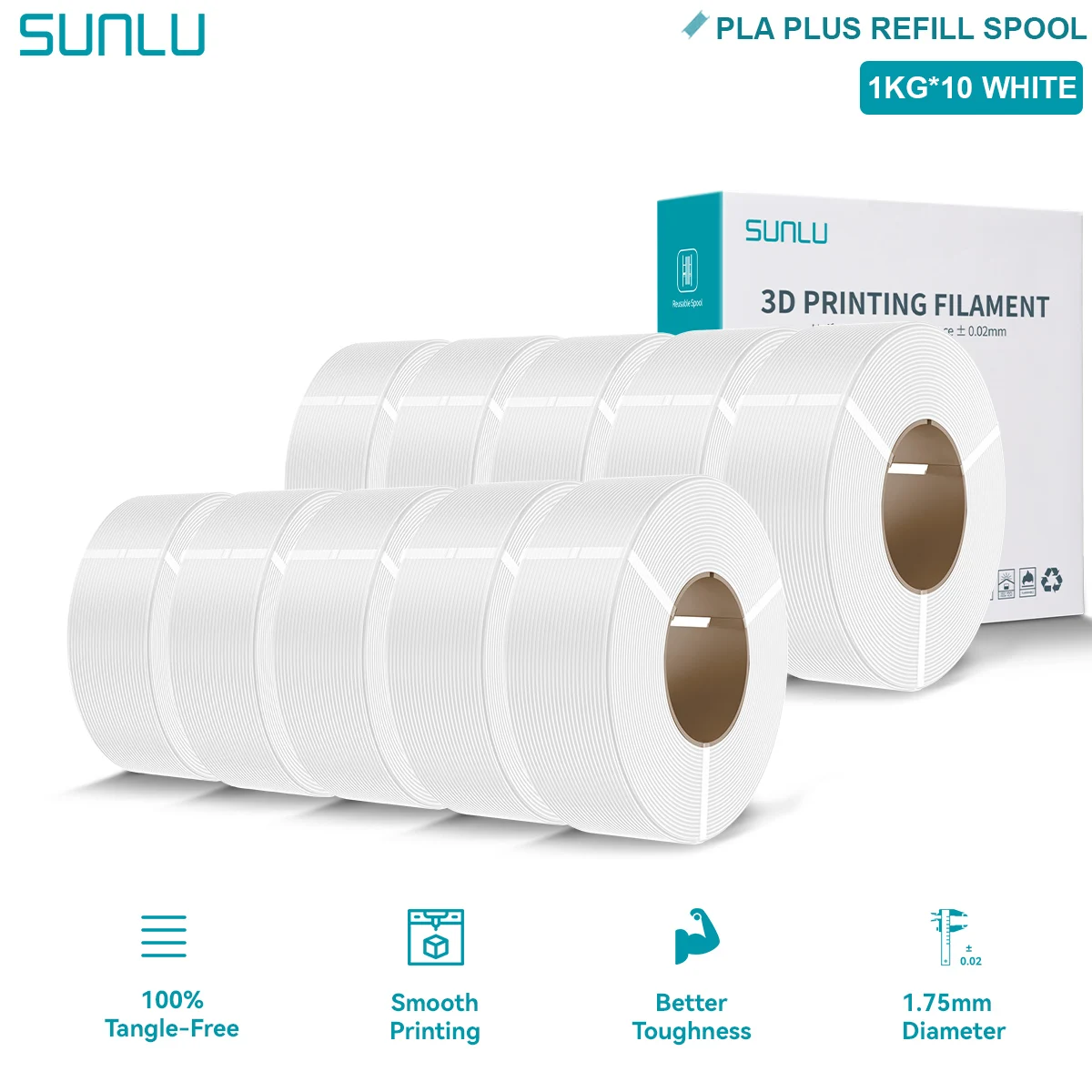 Filament SUNLU PLA Plus Biały (WHITE)
